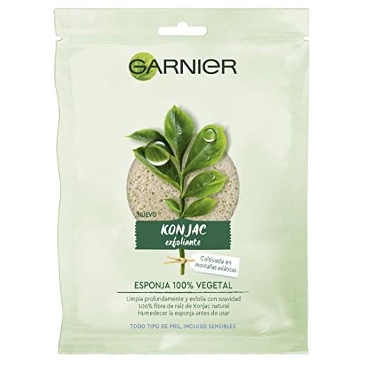 Garnier BIO Esponja Exfoliante Limpiadora de Konjac Natural 100% Vegetal, apta para Pieles Sensibles - 1 unidad