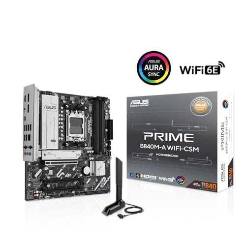 ASUS Prime B840M-A WiFi-CSM AMD AM5 B840 mATX Motherboard, Advanced AI Ready, DDR5, PCIe 4.0 Ready, 3xM.2 Slots, Wi-Fi 6E, 2.5Gb LAN, DisplayPort, HDMI, USB 5Gbps Type-C, BIOS Flashback, Aura Sync - image 9