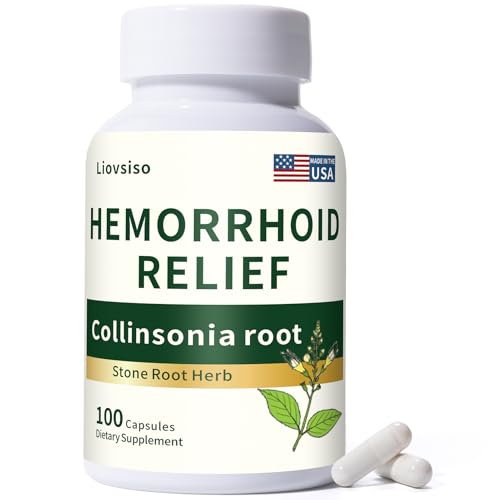 Liovsiso Collinsonia Root Hemorrhoid Relief - Organic Stone Root for Veins & Hemorrhoid Swelling and Discomfort - Natural Herbal Formula Non-GMO - 100 Capsules