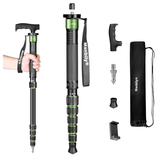 Manbily Camera Monopod Aluminum Portable Compact Lightweight Travel Monopod with Carrying Bag Walking Stick Handle,for DSLR Canon Nikon Sony Video Camcorder (Aluminum, Green&Black)