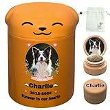 Custom Dog Urn,Pet Urn,Pet Urns for Dogs,Pet Cremation Urn,Dog Urns for Ashes,Urns for Dogs,Ceramic Urn | Handmade Custom Personalized Medium (Medium Apricot Yellow, Suitable Ashes ≤44 lb (not Bones)