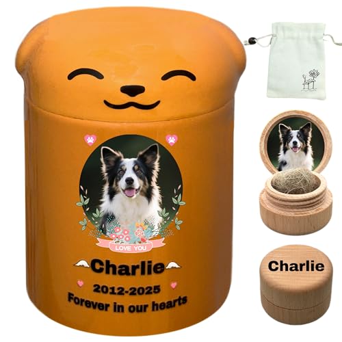 Custom Dog Urn,Pet Urn,Pet Urns for Dogs,Pet Cremation Urn,Dog Urns for Ashes,Urns for Dogs,Ceramic Urn | Handmade Custom Personalized Medium (Medium Apricot Yellow, Suitable Ashes ≤44 lb (not Bones)