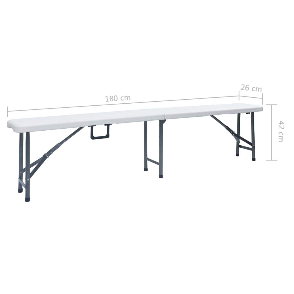 Lot de 2 bancs de jardin pliables en polyéthylène haute densité avec cadre en acier, résistants aux intempéries et stables, idéal pour pique-nique, terrasse, balcon, extérieur et camping