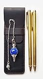 Dowsing Rod Kit - Pen Shape Retractable Divining L Rods(2pcs)- Portable Exquisite Leather Case and Natural Lapis Pendulum Included - Ghost Hunting, Divining Water, Treasure, Buried Items etc.