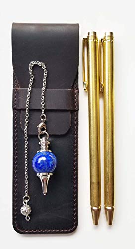 Dowsing Rod Kit - Pen Shape Retractable Divining L Rods(2pcs)- Portable Exquisite Leather Case and Natural Lapis Pendulum Included - Ghost Hunting, Divining Water, Treasure, Buried Items etc.