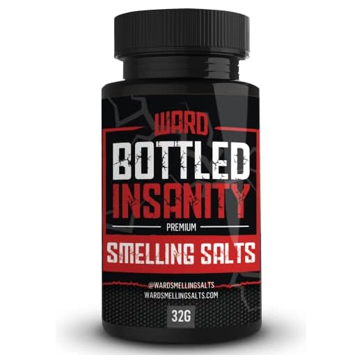 Ward Smelling Salts - Bottled Insanity - Insanely Strong Ammonia Inhalant for Athletes | Smelling Salt for Athletes - Powerlifting Hockey Football Weight Lifting and More | Insane Smelling Salt