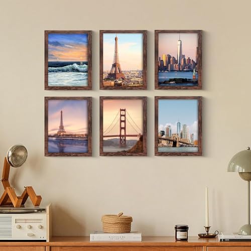 Image of LUCKYLIFE 11x14 Picture Frame Brown for Wall Mounting, 2 Pack