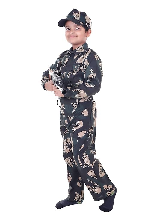 Image of Army Costume for Kids | Military Soldier Fancy Dress Outfit | Army Uniform for Boys & Girls | School Annual Function, Fancy Dress Competition, Independence Day, Republic Day, Role Play & Theme Parties