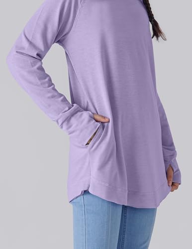 Image of Liberty Pro 2-Pack Girls' Loose Fit Long Sleeve Tunic Tops with Pockets and Thumb Holes, Casual T Shirts for Tween Kids