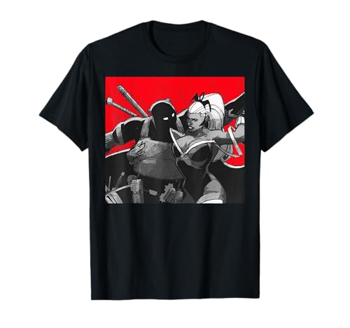 T-shirt Black Panther & Storm Kanji portrait Marvel noir en coton pour fan
