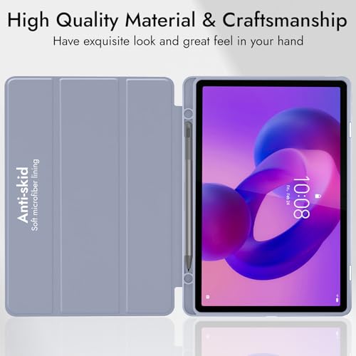 Image of Robustrion Cover for Lenovo Idea Tab Plus 12.1 inch Cover Case with [Pencil Holder], Trifold Cover Case for Lenovo Idea Tab Plus Tablet Cover [Auto Sleep Wake Support] - Lavender