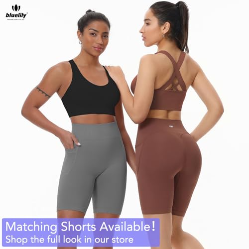 Image of High Support Sports Bras for Women,Criss Cross Strappy Back Seamless Padded