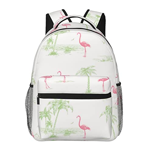Grand sac d'école flamant rose confortable avec port USB pour voyageur et navetteur