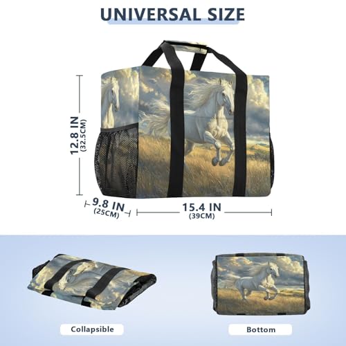 YETTASBIN Horse Large Foldable Travel Tote Bag, Lightweight Waterproof Swim Pool Bag with Handles & Pocket for Beach Outdoor, Reusable Grocery Bag for Kitchen, Shopping3