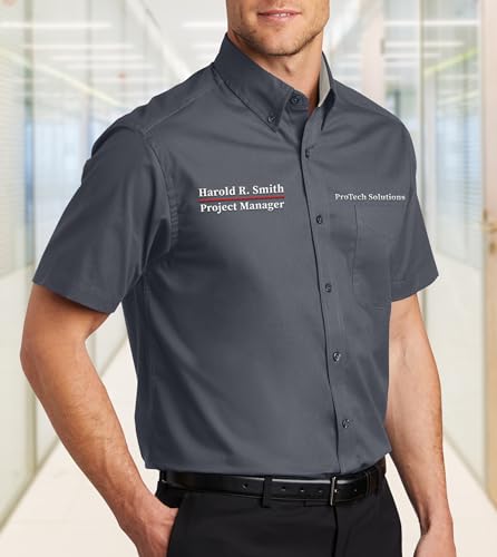 Custom Short Sleeve Embroidered Button Up Shirts for Men Add Your Text Personalized Embroidery Easy Care Shirts3