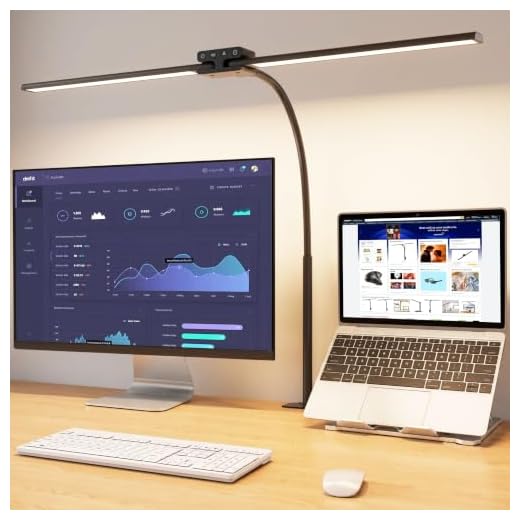 EppieBasic LED Desk Lamp,Architect Clamp Desk Lamps for Home Office,24W Brightest Led Workbench Office Lighting- 6 Color Modes and Stepless Dimming Modern Desk Lamp for Monitor Studio Reading