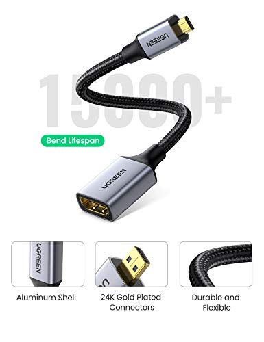 Ugreen Micro Hdmi To Hdmi Adapter 4K 3D 1080P Bundle With Hdmi To Hdmi(Male To Male) 4K 60Hz #TOP5