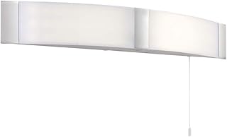 ONAN Modern Frosted Shade & Silver Trim LED Bathroom Shower Room Wall Light with Shaver Socket/Pull Cord Switch IP44 Rated