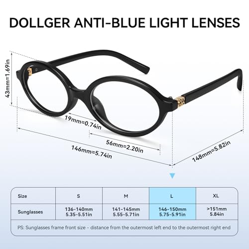 Image of Dollger Oval Blue Light Glasses for Women Men Fashion Retro 90s Small Frame Computer Glasses
