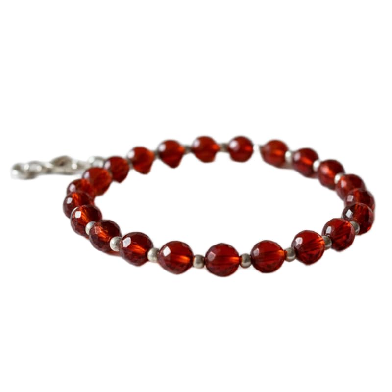 Bracelet grenat naturel 8mm LK_SLNK_00246, bijou fait main en pierre rouge ronde