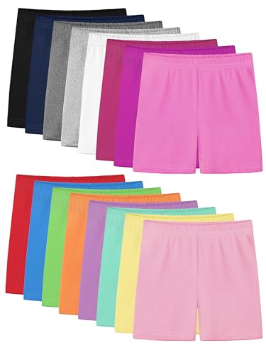 Ruisita 16 Pack Girls Biker Cartwheel Shorts Toddler Under Dress Dance Short for Kids
