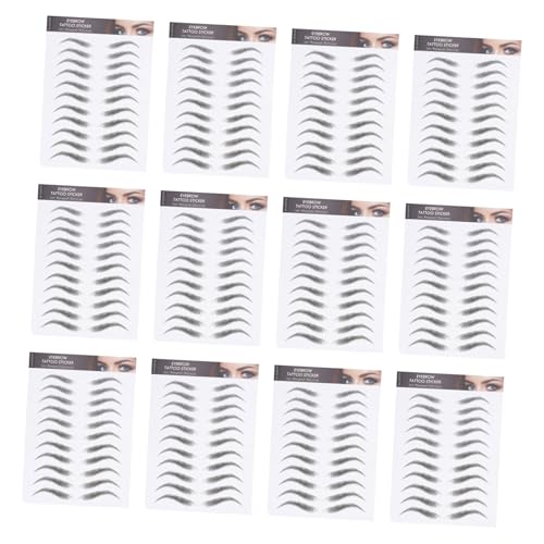 EPIGEIST 12 hojas Pegatinas de Tatuajes de Cejas Impermeables Transferencias Realistas para Moldear y Rellenar Cejas Reutilizables y Duraderas Herramienta de Maquillaje Naturales