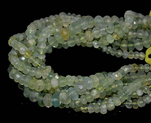 Perles Prehnite Facettées Rondelle 7x8mm, Pierre Naturelle Lithothérapie