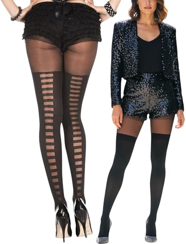 Image of ToBeInStyle Women's Full Footed Pantyhose with Thigh High Designs