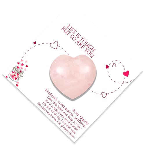 LiforLove Rose Quartz Crystal Pink Cuarzo Rosa Heart Shaped Stones Emotional Support Pocket Hug Token