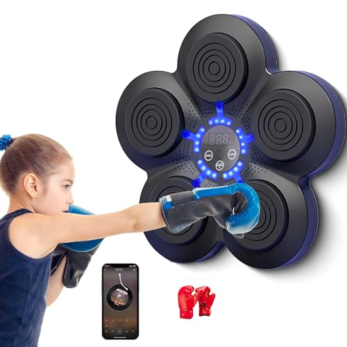 Smart Music Electronic Boxing Machine - Máquina de boxe com luzes e sensor Bluetooth, para adultos e crianças, para libertação de stress (Luvas de boxe para crianças)