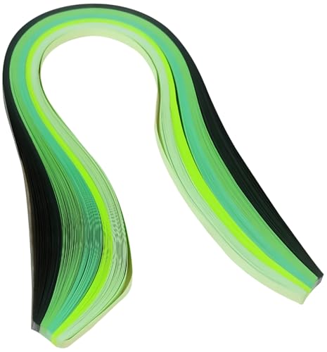 ODETOJOY Quilling Papierstreifen Farbverlauf 5mm Grün, Bastelpapier Filigrana Farbrampen chromatisch Crescendo, 120 Stück Länge 54cm