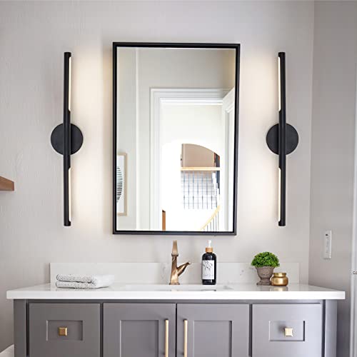 Linseeds RD-7516-2-BK Matte Black Bathroom Light Fixtures Over Mirror 24 Inch, 18W 360° Rotatable Dimmable 4000K Led Vanity Light Bar thumb #7