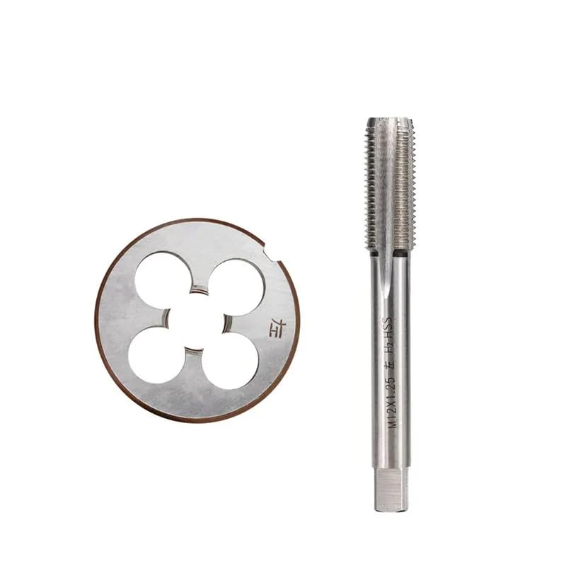 Juego de machos y troqueles, rosca métrica para mano izquierda, flauta recta para M12 x 1.25, ideal para aplicaciones de mecanizado de precisión y roscado