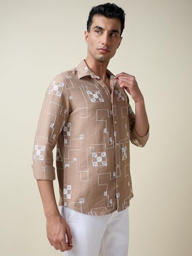 Image of Thomas Scott Mens Regular Fit Embroidered Full Sleeves Casual Shirt