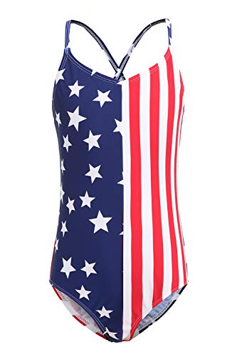 Image of Girls One Piece Swimsuits Hawaiian Floral Bathing Suit for Kids Adjustable Straps Swimwear 3-16 Years