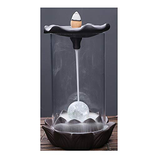 JINNIN Waterfall Incense, Fontaine Jardin Zen Brûle-encens à refoulement, Fontaine Bouddha Support Porte Cascade encens Cone encens, brûleur d'encens...