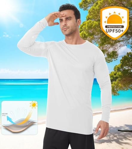 Image of Mens Tall Rash Guard Long Sleeve T Shirts-UPF 50+ Sun Protection Swim Tee