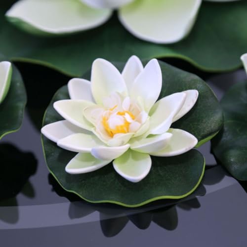 5 pièces de lotus flottants artificiels, nénuphars artificiels flottants pour bassins, fleurs,...