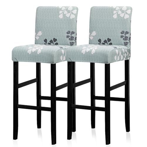 Image of Lellen Bar Stool Chair Covers Set of 2,Jacquard Bar Stool Cover Barstool Covers Slipcovers Stretch Bar Stool Covers with Backs Bar Stool Protector Covers for Kitchen Dining Room Counter Island