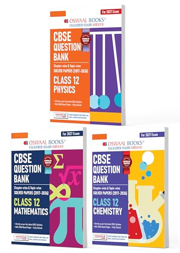 Image of Oswaal CBSE Question Bank for Class 12 Physics, Chemistry & Maths (Set of 3) Chapter & Topic-wise: Solved Papers (2017-2026) | Includes 2026 solved Papers | With oswaal.ai | For 2027 Exam