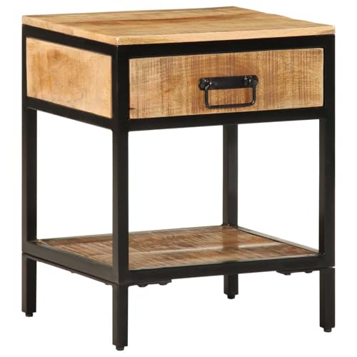 Table de chevet marron bois massif meuble d'appoint rustique - 5