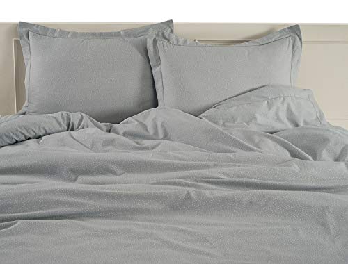 Image of LANE LINEN 100% Organic Cotton Duvet Cover Set Full /Queen Size Grey (White Dot), Pure Organic Cotton Long Staple Percale Weave Ultra Soft, Breathable