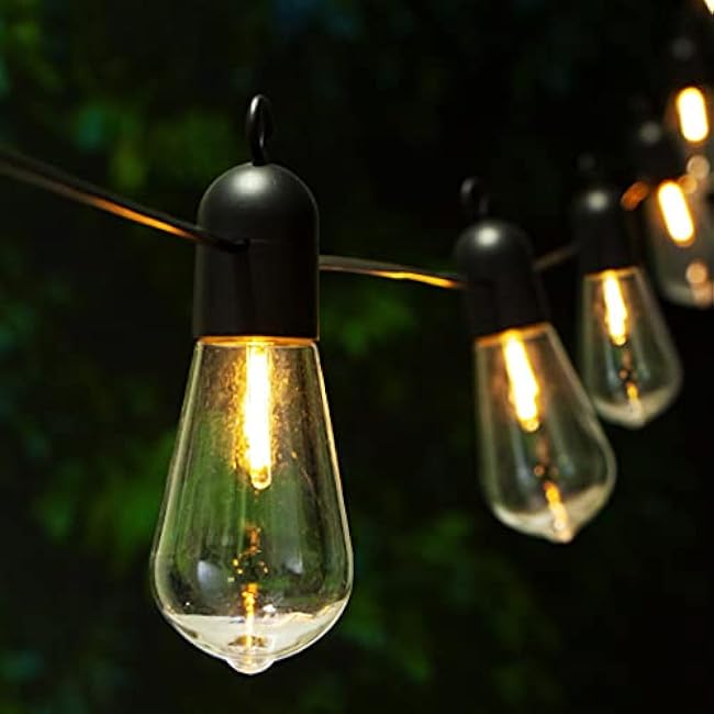 Solar Outdoor String Lights, 25FT Patio Lights String Waterproof with 20 Warm White LED Shatterproof ST58 Bulbs, Perfect for Garden, Backyard, Pergola, Party, Cafe, Camping Decoration (25FT)