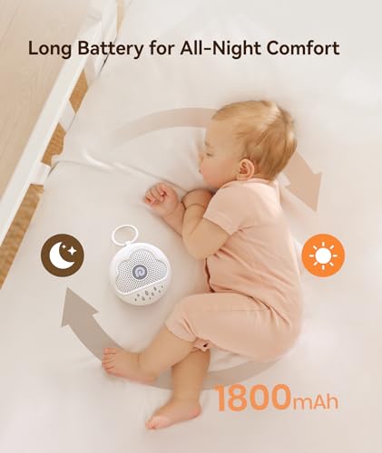 Image of Dreamegg White Noise Machine - Portable Sound Machine Baby with Safe Silicone Cover, Features Powerful Battery, 21 Soothing Sound, Noise Canceling for Sleeping, Baby Registry Gift, Nursery, Travel