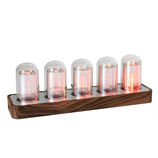 Nixie Tube Clock with Wi-Fi SYNC, Alarm & Timer, 12/24H Display, No Assembly Required - A Retro Gift for Friends (Wood Grain)