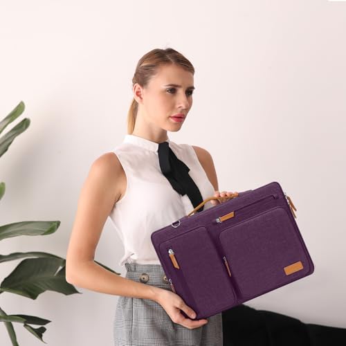 Image of MOSISO 360 Protective Laptop Shoulder Bag,15-15.6 inch Computer Bags Compatible with MacBook Pro 16 inch, HP, Dell, Lenovo, Asus Notebook,Side Open Messenger Bag with 4 Zipper Pockets, Argyle Purple