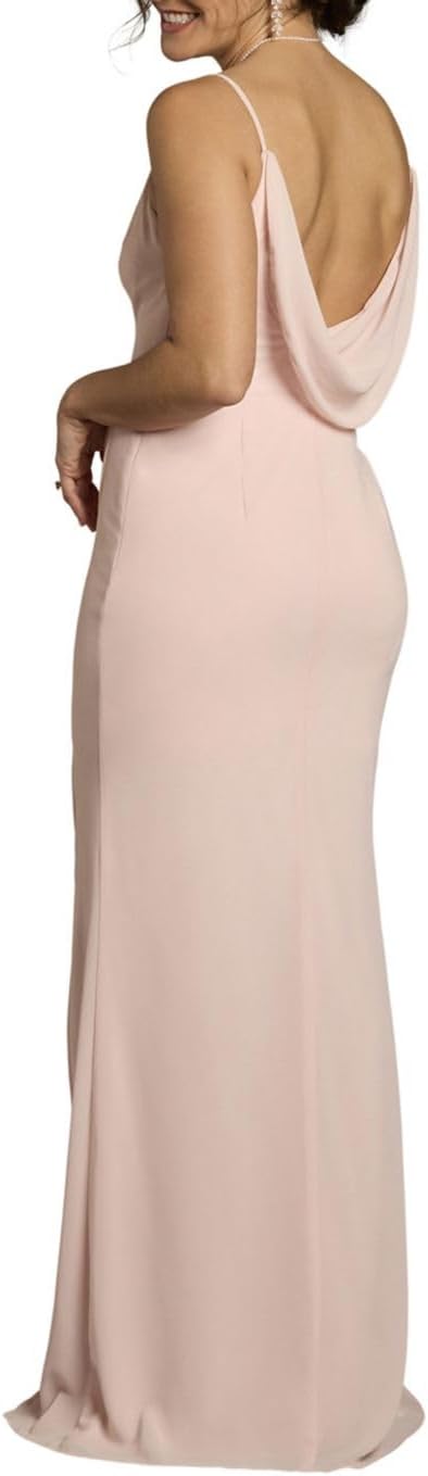 David's Bridal Chiffon Cowl Back V-Neck Sheath Dress - Image 3