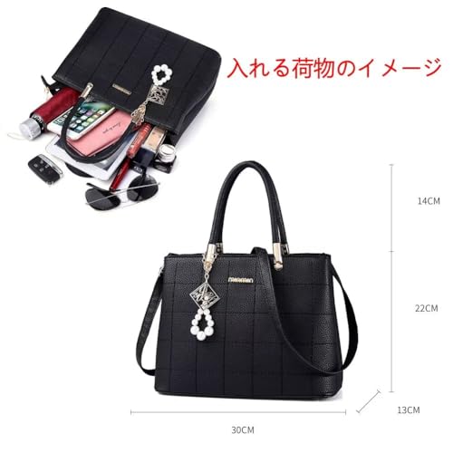 Quntum A.E ハンドバッグ ショルダーバッグ レディース チェック柄 puレザー 斜め掛け 2way 手提げ 肩掛け エレガント 大容量 大人 通勤 通学 カジュアル 7色展開 の商品画像 4