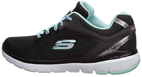 Tênis Skechers Flex Appeal 3.0 - Moving Fast Preto/Turquesa 35