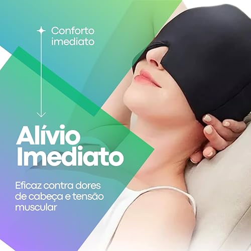 Touca em Gel Terapêutica para Alívio da Enxaqueca Dor de Cabeça Uso Quente ou Frio Compressão Confor